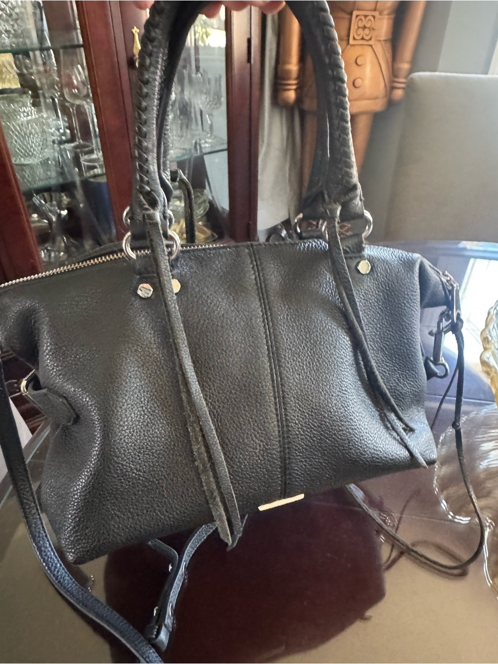 Rebecca Minkoff Black Pebbled Leather Satchel with Silver Hardware - Picture 4 of 7